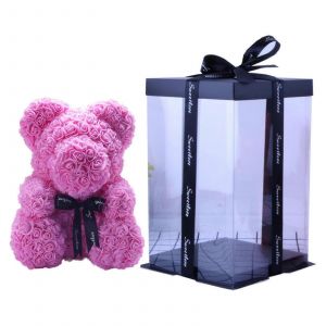 25cm Rose Fleur Ours en peluche Cadeau Pour Anniversaire Saint-Valentin Mariage Fête Femme Amour - Neuf