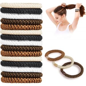 Lot De 15 Élastiques À Cheveux De Couleurs Mélangées Pour Femmes Et Filles, Chouchous À Cheveux Elastiques, Bandes En Coton Tissé Doux Pour Cheveux Épais Et Bouclés, Bleu - Neuf