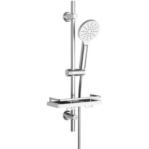 Barre de douche en acier inoxydable avec tablette, colonne de douche sans robinet 70 cm, douchette et flexible - Neuf