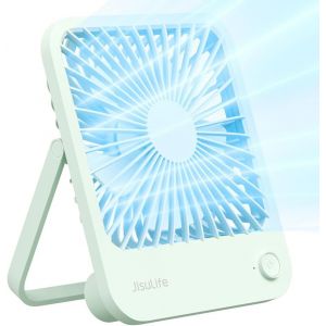 Mini Ventilateur Portable, avec Batterie Rechargeable de 4500 mAh, Pliable à 180°, Petit Ventilateur Silencieux Réglable à 4 Vitesses, Convient pour la Maison/Bureau/Voyage-Vert - Neuf