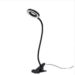 Lampe de bureau LED Clip-Light, pince de lecture, table de lit, avec adaptateur, réglage de la luminosité, soin des yeux pour le bureau et la maison, flexible à 360°, noire - Neuf