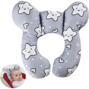 B&eacute;b&eacute; Voyage Oreiller Poussette Si&egrave;ge De Voiture Doux T&ecirc;te Et Cou Soutien Oreiller B&eacute;b&eacute; Voyage Cou Oreiller Pour Les Nourrissons 0-1 Ans 25*23cm (&Eacute;toile Blanche) - Neuf