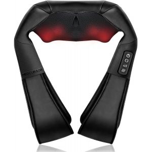 Masseur De Cou Et D'&eacute;paules Avec Chaleur, Coussin De Massage Shiatsu 3d Pour Le Dos, Les Jambes, Le Soulagement Des Douleurs Musculaires, La Maison, Le Bureau (Noir) - Neuf