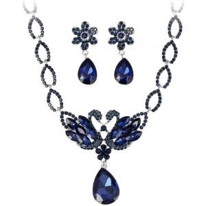 Femme Parure Bijoux Mariage Soirée Cristal Strass Collier Cygne Boucle D¿Oreille Série Pendant Elégant Vintage.[Y1135] - Neuf