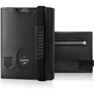 Senior-Portefeuille À Trois Volets En Cuir Pour Homme Avec Poche Pour Pièces De Monnaie, 2 Compartiments Pour Billets, Fenêtre Pour Carte D'Identité, Sangle Élastique, Marron, Noir ¿, Non-Airtag,[L164] - Neuf