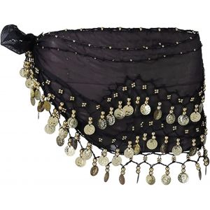 Belly Dance Foulard Foulard De Danse Du Ventre Ceinture De Danse Du Ventre Femme Danse Du Ventre Ceinture Belly Avec 128 Pièces D'or Pour Danse Orientale, Zumba, Cours De Yoga, Spectacle De Bal Latin - Neuf