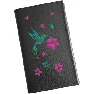 TRAHOO-&iquest; Porte-papiers Voiture Cuir Noir Personnalis&eacute; Colibri &iquest; &Eacute;tui Carte Grise, permis pour Femme - Neuf