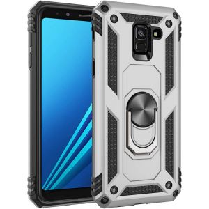 Kal-Coque Samsung Galaxy A8 2018/A530f, Silicone Souple Et Pc Dur Coque Avec Support Béquille Métal Multi-Angles Etui, Protection Double Couche Multi-Fonctionnel Housse Pour Galaxy A8 2018/A530f - Neuf