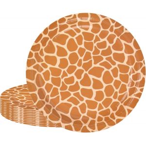 Kal-Lot De 16 Assiettes Rondes En Carton Avec Imprimé Girafe - 229 Cm - Décorations De Fête D'anniversaire Sur Le Thème Des Animaux De La Jungle - Pour Fête Prénatale Enfants - Neuf