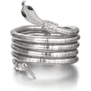 Kal-Bracelet Serpent Ouvert R&eacute;glable Punk Serpent Tour De Cou Flexible Multi-Usages Medusa Bijoux Halloween Cadeau Pour Femme Homme - Neuf