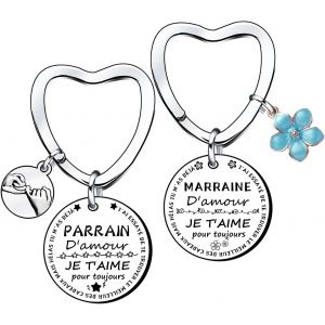 KAL-Porte-Clés Parrain Et Marraine Cadeau Parrain Marraine Porte Clé Annonce Parrain Marraine Cadeaux, Porte Clef Porte-Clés Comme Cadeau Baptême Pour Parrain Marraine Demande Argenté L - Neuf