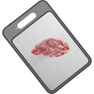 Planche &Agrave; D&eacute;couper 4 En 1, Plateau De D&eacute;cong&eacute;lation Double Face, Plateau Magique Alliage D'aluminium Alimentaire, Gadget Cuisine Avec Aiguiseur Int&eacute;gr&eacute; Et R&acirc;pe &Agrave; Epices (Noir) - Neuf