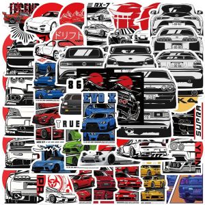 10/30/50 Pièces Japon Jdm Voiture De Course Anime Graffiti Autocollant Ordinateur Portable Moto Voiture Skateboard Autocollant Étanche Enfants Jouet Cadeau Autocollant.10Pcs. - Neuf