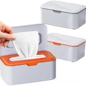 Boite Lingette Avec Couvercle,2Pcs Boîtes À Lingettes Humides,Boîte De Papier Hygiénique Humide Pour Bébé,Distributeur Support Rangement Lingettes Humides,Boîte Pour Papier Toilette Humide - Neuf