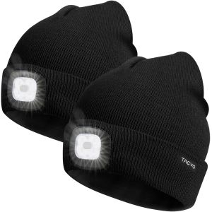Nsiecd-Usb Rechargeable 8 Led Bonnet Chapeau, Lumineux Casquette &Eacute;clairage Et Clignotant Alarme Led Mains Libre Lampe De Lampe Frontale Tricot&eacute; Bonnet Unisex Hiver Chaud Sport Knit Cap Chapeau - Neuf