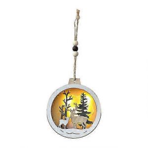 D&eacute;coration De No&euml;l-Cadeau En Bois De Wapitis De No&euml;l Pendentif Cr&eacute;atif D&eacute;coration De La Maison De L'Arbre De No&euml;l Pendentif Lumineux Pendentif - Neuf