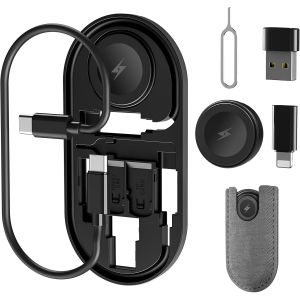 KALANKA-Kit de c&acirc;ble de charge multi-USB, 60 W, charge rapide, organisateur de gadgets de t&eacute;l&eacute;phone portable, organisateur de charge rapide pour iPhone/Apple Watch/bo&icirc;te de voyage USB-C pour Galaxy - Neuf