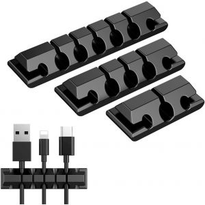 Clips Câble Organisateur Bureau,Lot de 3 Support de Câble,Câble Rangement pour USB Câbles de Chargeur Souris Écouteur TV Bureau Voiture (Noir) - Neuf
