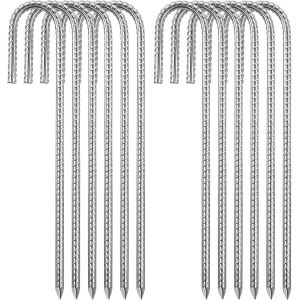Eryi-Piquets De Tente Galvanisé 12 Pièces Tente De Camping Ancrage Au Sol Accessoires De Tentes Pour Tente De Camping Balançoire Auvents De Trampoline (8 Mm X 30 Cm) - Neuf