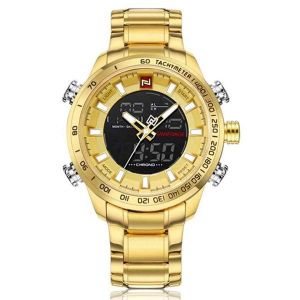 Montre-Bracelet Numérique À Quartz Étanche Pour Homme En Acier Inoxydable ¿ Double Affichage, Cadran De 48 Mm, Étanchéité 3 Bars - Neuf