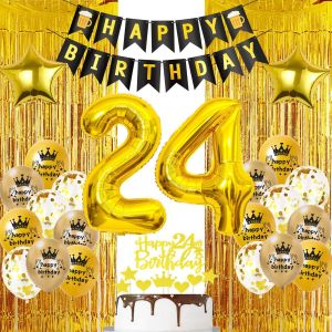 Or 24 Ans Rideau Frange Anniversaire, Ballon 24 Ans Anniversaire D&eacute;coration Or, Or 24 Ans Rideaux De F&ecirc;te, Or D&eacute;coration Anniversaire 24 Ans Homme, 24 Ans Anniversaire D&eacute;coration Femme Or - Neuf