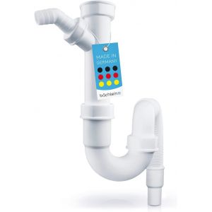 Jexnovashop-Siphon Tubulaire Flexible Pour &Eacute;vier De Cuisine - Siphon Avec Raccordement Simple Pour Appareil - Raccord Universel G 1 1/2 - Neuf