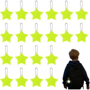 acdsgd-Lot de 24 R&eacute;flecteurs &Eacute;toiles pour Enfants, Accessoires S&eacute;curit&eacute; pour Cartable et V&eacute;lo, Porte-cl&eacute;s R&eacute;fl&eacute;chissants avec Cha&icirc;nette, Visible la Nuit - Neuf