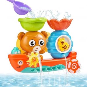 KAL-Jouet De Bain 1 2 3 4 Ans, Jouet De Bain Pour Bebe, Jeu De Piscine Baignoire Avec Ventouses, Jeux Montessori B&eacute;b&eacute; Pour Gar&ccedil;ons Et Filles, Ours Et Abeille - Neuf