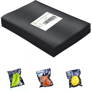 Lot De 50 Sacs D'emballage Sous Vide-Sacs Hermétiques Pour Repas,Collations,Fruits,Noix,Bouillir À La Vapeur,Congeler Sous Vide (Dos Noir,20 X 30 Cm) - Neuf