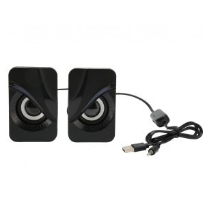 Mini haut-parleur d'ordinateur alimente par USB, controle du volume filaire, avec lumieres RVB, pour le travail a domicile - Neuf