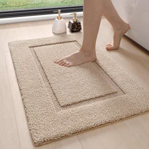 Tapis de Bain 40 x 60 cm,Absorbant et Antiderapant,Lavable en Machine,Moelleux en Microfibre,pour Salle de Bains,Douche,Baignoire,Beige - Neuf