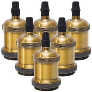 Douille E27 Vintage De Lampe,Douille Ampoule,C&eacute;ramique Adaptateur Support De Lampe Pour D&eacute;corer Les Bars,Restaurants,Chambres,Cours 6 Pi&egrave;ces Laiton Antique Socket - Neuf