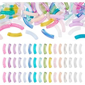 Tianyi-Lot De 160 Perles Tubulaires Incurvées En Acrylique Transparent 16 Trous De Couleur : 1,6 Mm Pour Fabrication De Bijoux Pour Femme Et Fille, Transparent, 16 Couleurs - Neuf