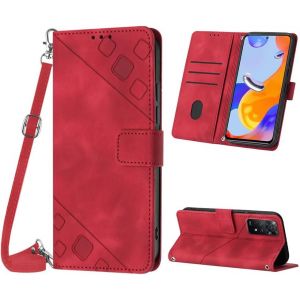 Wqs-Coque Pour Xiaomi Redmi Note 11 Pro 5g / 4g, Pu Leather Flip Portefeuille ¿¿Tui En Cuir, [3 Porte Cartes] [Fermeture Magn¿¿Tique] [Bandouli¿¿Re R¿¿Glable] Coque Pour Redmi Note 11 Pro 5g - Rouge - Neuf