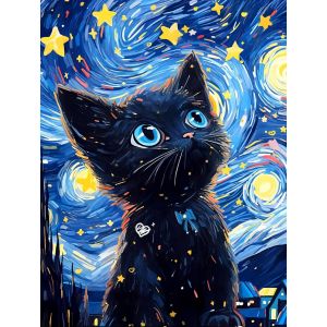Oayew-Diamond Painting,Broderie Diamant Kit Complet,Le Chat Diamond Painting Kit,Convient Pour La Décoration Murale À La Maison 30x40cm - Neuf