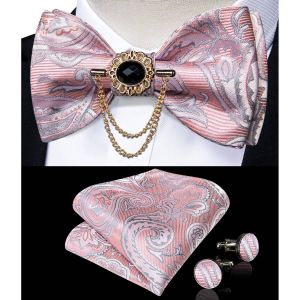Dibangu Hommes Rose Solide Auto-Cravate Noeud Papillon Poche Carr&eacute; Boutons De Manchette Broche Ensemble Pour Mariage Mari&eacute; Mariage Affaires F&ecirc;te Noeuds Papillon--Ldlh3083 - Neuf