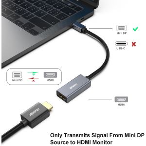 Adaptateurs Mini Displayport Vers Hdmi [4K@30Hz, Coque En Aluminium, Nylon Tress&eacute;] Compatible Avec Macbook Air/Pro, Microsoft Surface Pro/Dock, Moniteur, Projecteur Et Plus-Lot De 2[Z240] - Neuf