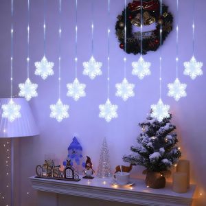 Jgd-Led Rideau Lumineux Guirlande 3m 204led Rideau Lumineux Flocons De Neige,Lampe De No&euml;l Pour Fen&ecirc;tre D'int&eacute;rieur,Lumi&egrave;re D&eacute;coration,Pour F&ecirc;te Jardin No&euml;l Mariage - Neuf