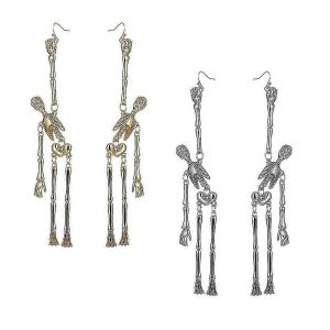 2 Paire Halloween M&eacute;tal Cr&acirc;ne Squelette Pendentif Boucles D'oreilles Dark Vintage Bijoux, Hommes Femmes Jointed Squelette Pendent Longues Boucles D'oreilles Halloween Costume Accesso - Neuf