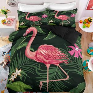 X Cm Microfibre Housse De Couette Enfant Fille Doux Confortable Parure Lit Personnes Flamant Rose House De Couette / + X Taies D'oreiller Xcm - Neuf