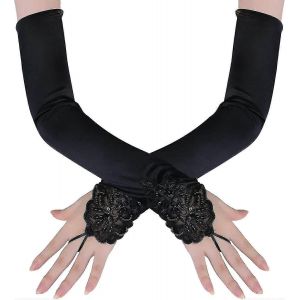 Gants De Robe De Mariée Allongé Ongles Sans Doigts Perles Broderie Sans Doigts(Kui) - Neuf