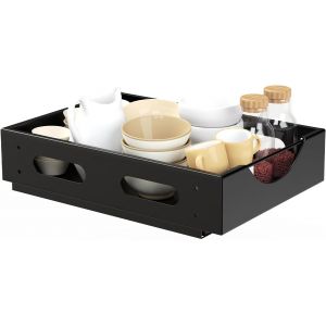 ERYI-Tiroir Coulissant, Organiseur De Placard Extractible, Cuisine Télescopique, Adhesif, Pas Besoin De Percer Ni De Clouer, 38.5X27.5X8Cm, Noir - Neuf