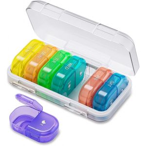 Pilulier Hebdomadaire 2 Fois Par Jour,Boîte À Pilules Am Pm Matin Soir 7 Jours,Pilulier Portable Et Étanche À L'humidité,14 Compartiments,Pilulier De Voyage Pour Vitamines (Coloré) - Neuf