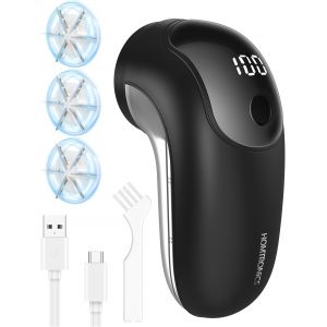 JGD-Anti Bouloche &Eacute;lectrique, [Type-C+&Eacute;cran LED] Rasoir &Eacute;lectrique &agrave; Bouloches, Rasoir Anti Bouloche, 3 Lames Rempla&ccedil;ables,3 Vitesses R&eacute;glables,pour Laine V&ecirc;tements Canap&eacute;s Couvertures,Noir - Neuf