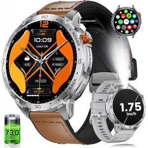 Montre Connectée Homme Militaire Avec Appel 800mah 35 Jours Batterie Amoled Grand Écran Lampe De Poche 10 Atm Étanche Podomètre/Fréquence Cardiaque/Spo¿ Smartwatch Hommes Pour Android Ios - Neuf