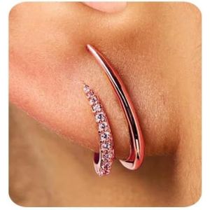 Kal-Boucles D'oreilles Femme Argent Boucles D'oreilles Pour Femmes 14 Carats Or/Argent/Or Rose Zircone Cubique Boucles D'oreilles Pour Femmes Bijoux - Neuf