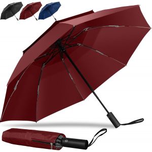 Yemaesre-Umbrella Windproof Strong, Folding Umbrella Double Vented, 16 Fiberglass Ribs, Compact Travel Umbrella, Design, One Button Auto Open/Close With Anti-Rebound - Neuf