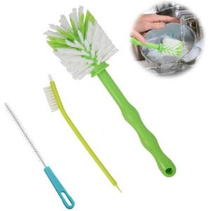 3 Pièce Brosses de Nettoyage pour Thermomix, Brosses à Vaisselle avec Poils en Nylon, Brosse à Bouteille Manche Longue, Brosse Biberon Bouteille, pour Ainsi Que Les Pots de Mixage - Neuf