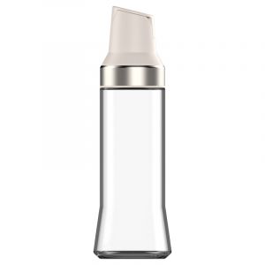 Bouteille &agrave; huile avec bouchon automatique anti-goutte 500 ml verre transparent blanche anse en cuir souple fermeture &eacute;tanche dosage pr&eacute;cis bouchon anti-chute &eacute;chelle gradu&eacute;e - Neuf