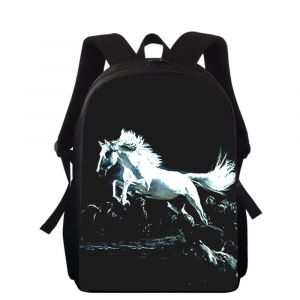 Sac &agrave; dos pour enfants avec impression 3D Cheval 40 cm, cartable d'&eacute;cole primaire pour gar&ccedil;ons et filles - Neuf